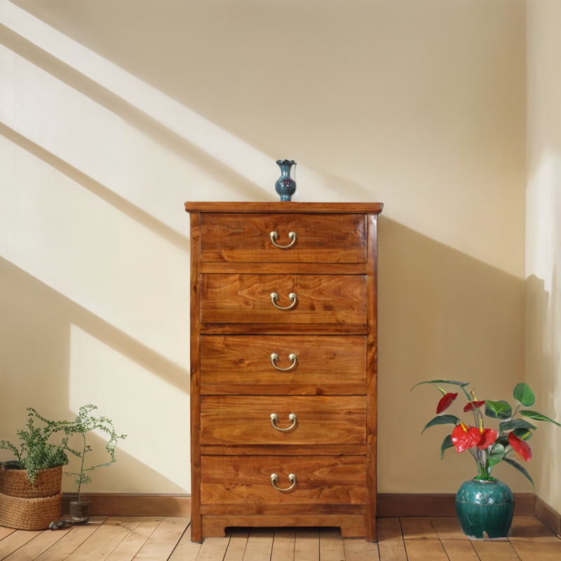 新古典中式香樟实木五斗柜储物收纳橱小柜子卧室客厅边角玄关装饰
