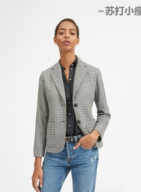现货 Everlane 女装秋冬款英伦风小个子羊毛复古带垫肩西装外套
