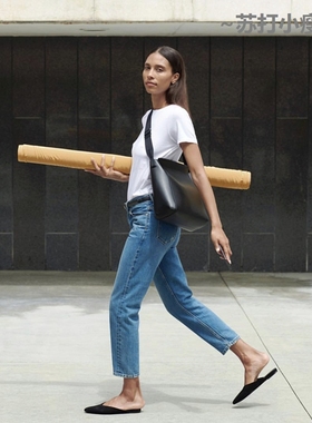 现货清仓 Everlane 女装男友式梨形九分一排扣牛仔裤有质感超大码