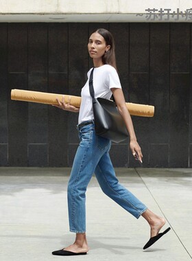 现货清仓 Everlane 女装男友式梨形九分一排扣牛仔裤有质感超大码