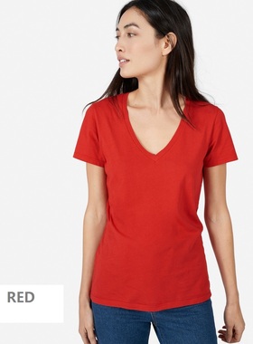 【现货清仓 2件包邮】Everlane 纯棉经典好搭舒适型V领短袖T恤