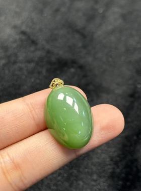 18k金和田玉蛋面吊坠-约27*17*8mm-多样性发一Y9150/D2566