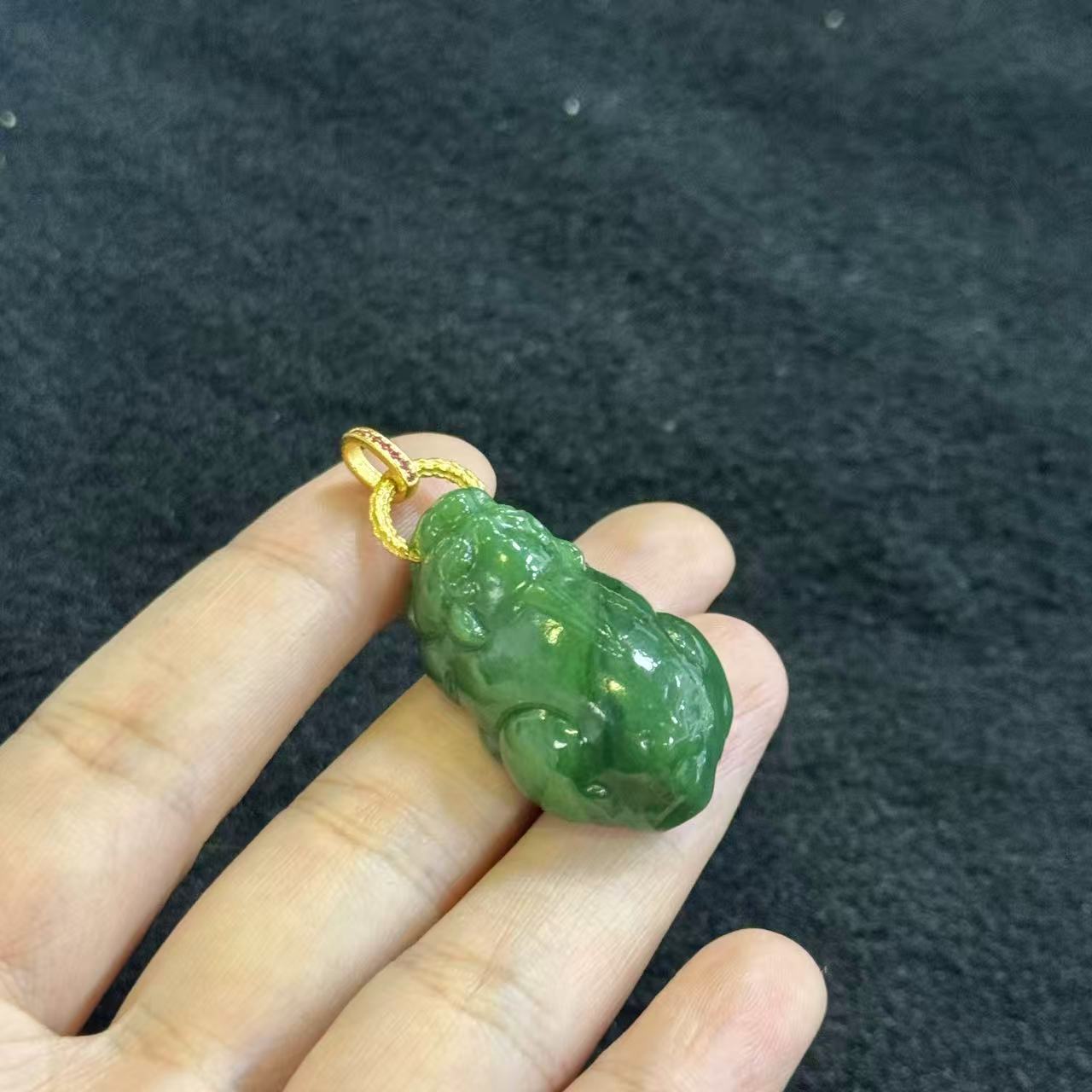 S925银和田玉貔貅吊坠-约38*20*13mm-多样性发货-Y欣Y5375