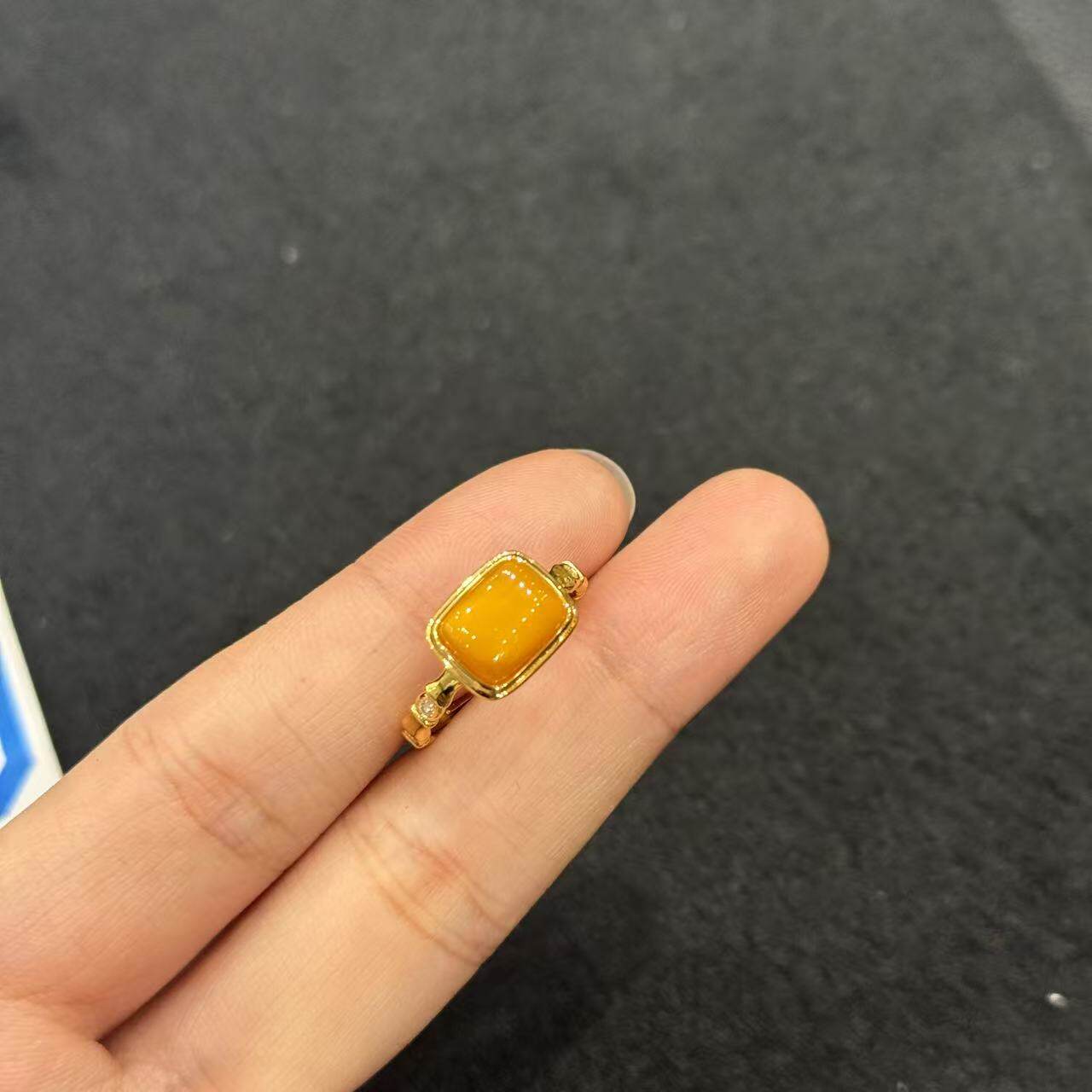 S925银蜜蜡戒指-约11*9*5mm-多样性发货-B福-B9420