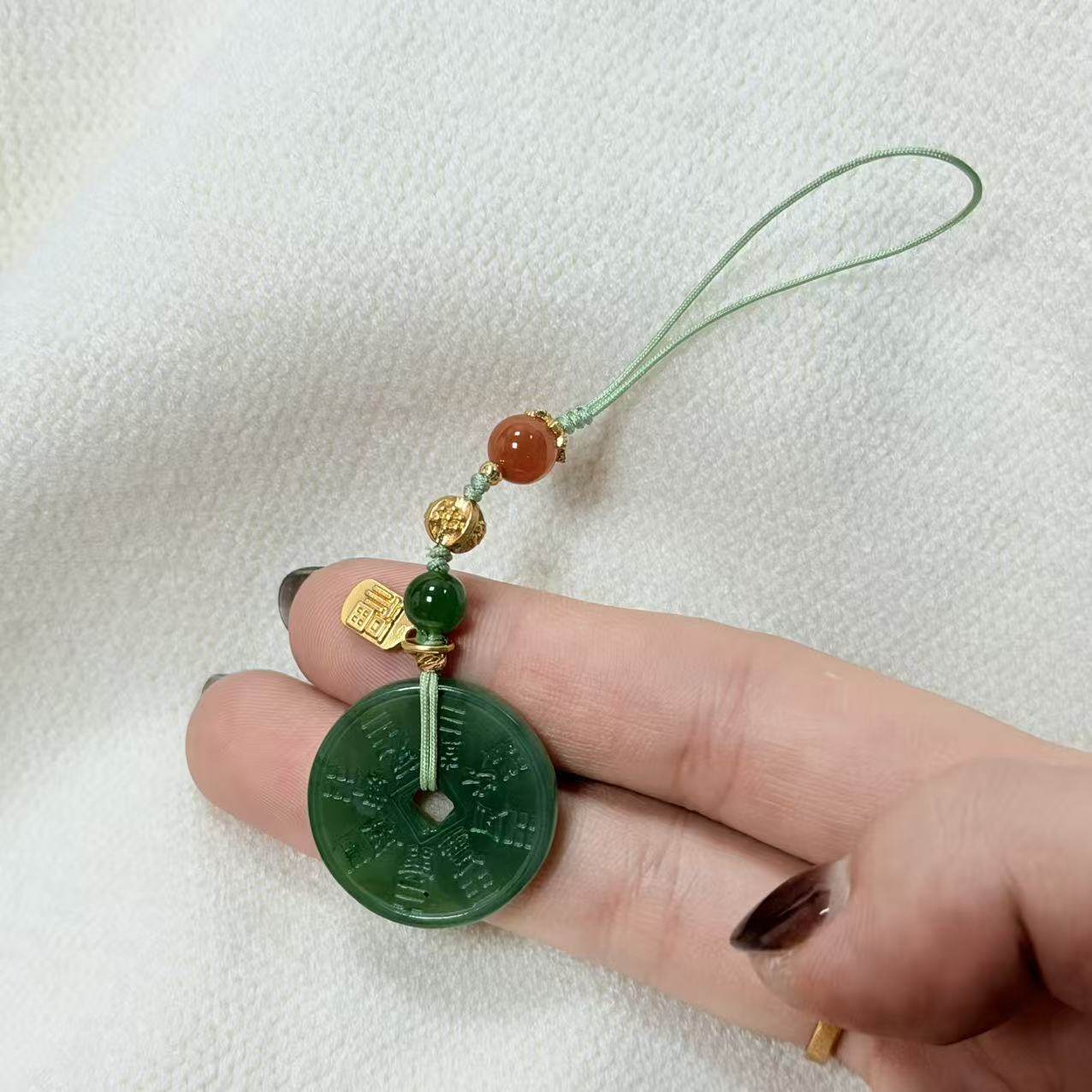 碧玉无镶嵌和田碧玉挂件-约24mm-多样性发货-C芮-A5502