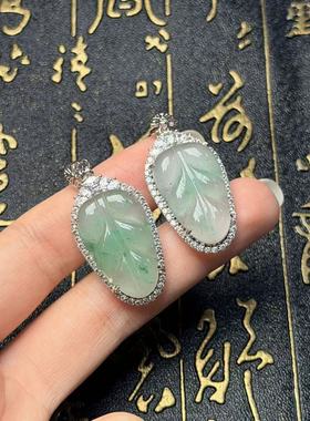 独龙玉叶子吊坠-约36*18*7mm-多样性发货- YSP金- A6167-石英质玉