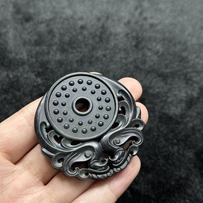 和田玉墨玉吊坠-约52*6mm-多样性发货-ZH玉B1291