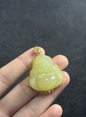 18K和田玉佛公吊坠-约41×31×14mm-多样性发货-YSP金-A5273