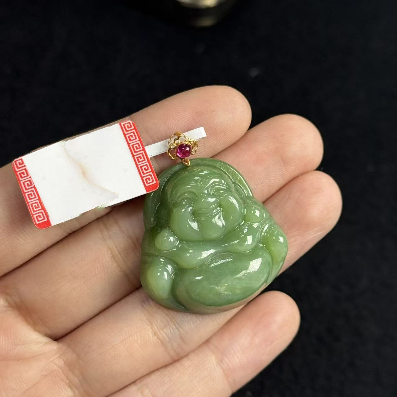18k和田玉吊坠，约30*33mm，多样性发货自家YE11309，B2437，K3