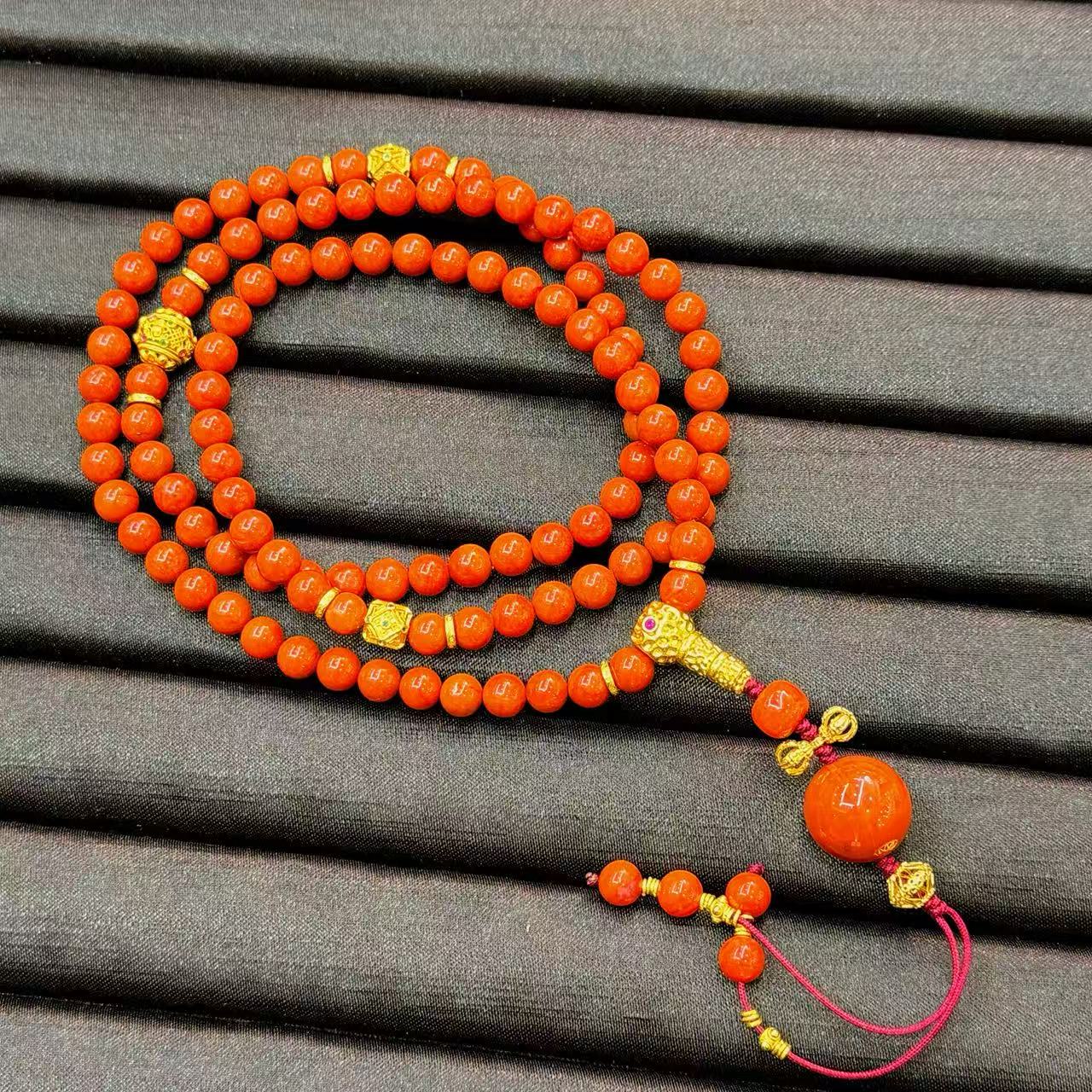 南红（玛瑙）DIY项链-约6mm-多样性发货