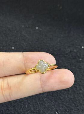 s925银和田玉戒指-约8*4mm-多样性发货-TC鸿Y5554