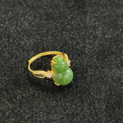 925银和田玉葫芦戒指-约15*10*7mm-多样性发货- F利 Y9270