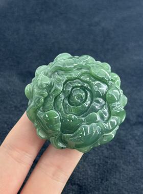 和田玉牡丹花吊坠-约45*11mm-多样性发货-J老-V409