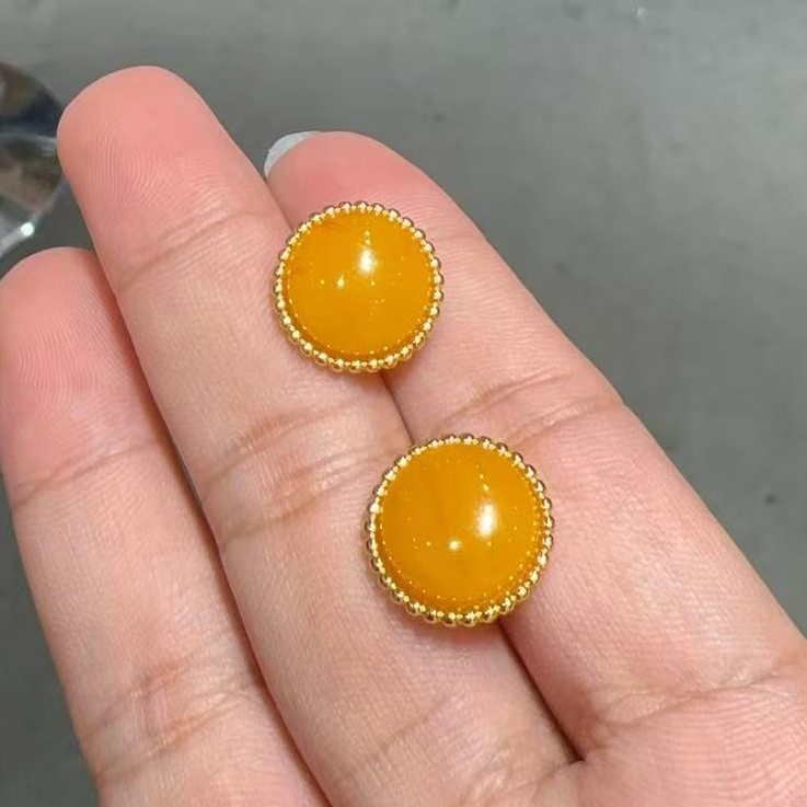 S925银蜜蜡耳饰-约14*5-多样性发货-B福