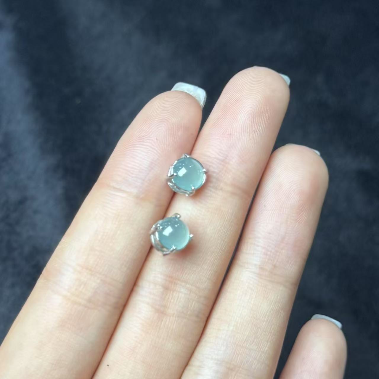 合金翡翠耳钉-约6mm-多样性发货-Y飞-Y3033