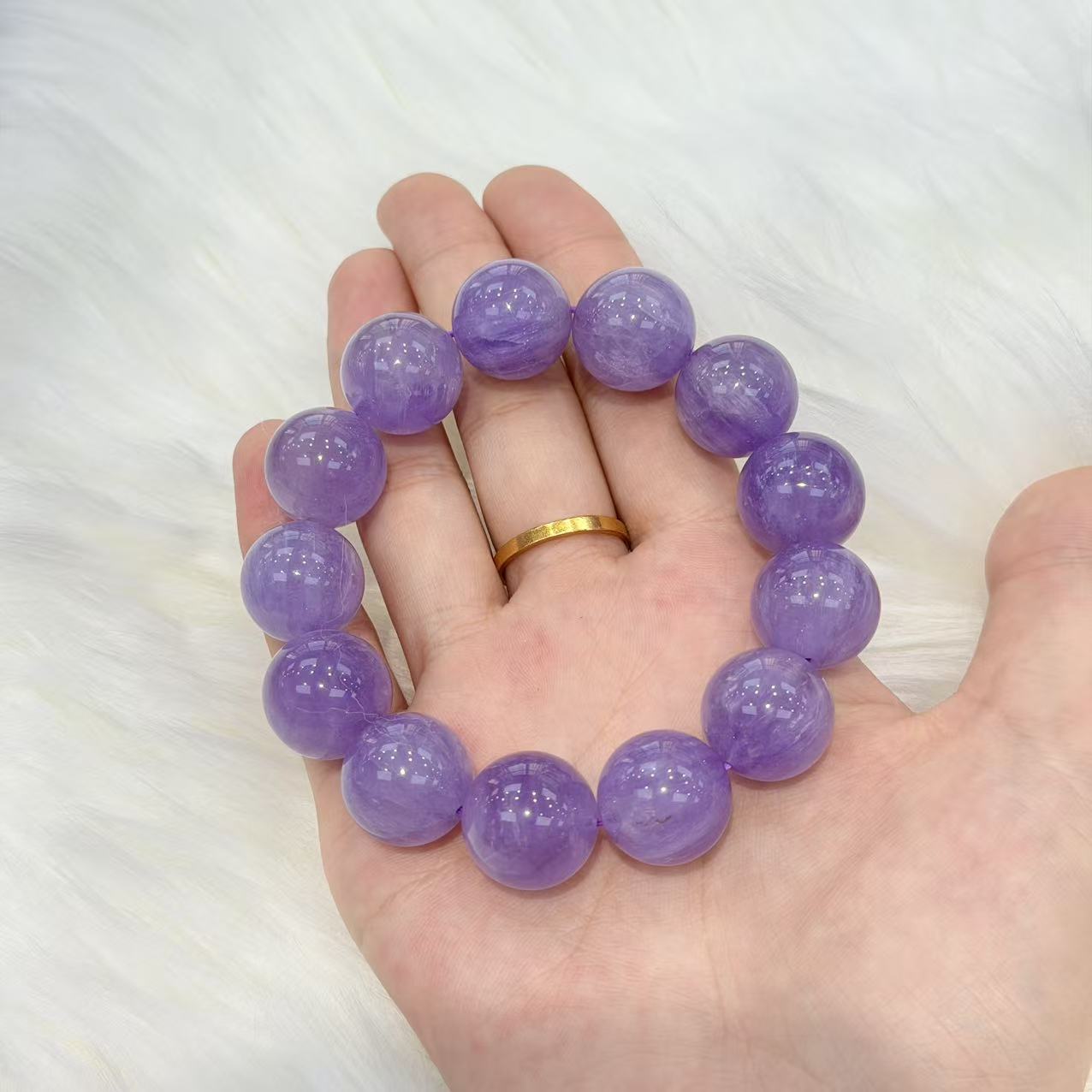 紫水晶紫兔毛手串-约14mm-多样性发货-S优-A198