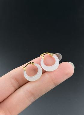 s925银和田玉耳扣-约18mm-多样性发货-YSP金-A5352