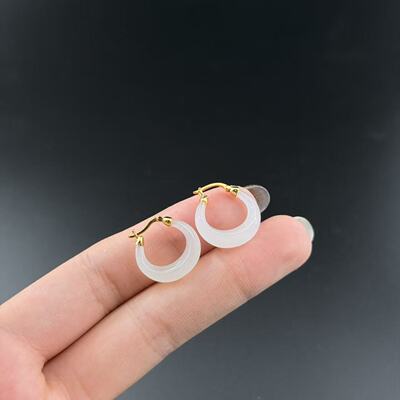 s925银和田玉耳扣-约18mm-多样性发货-YSP金-A5352