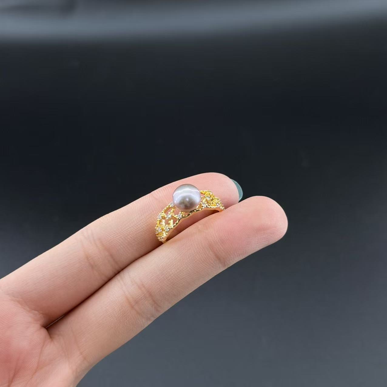 淡水珍珠戒指-约8mm-ZG珍-多样性发货- A2177