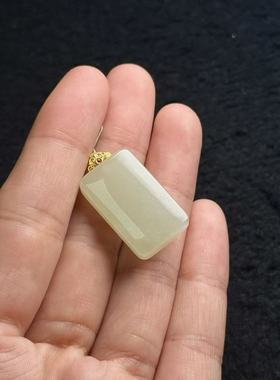 18k和田玉无事牌吊坠，约29*15*6mm，多样性发货-YSP金-A889，
