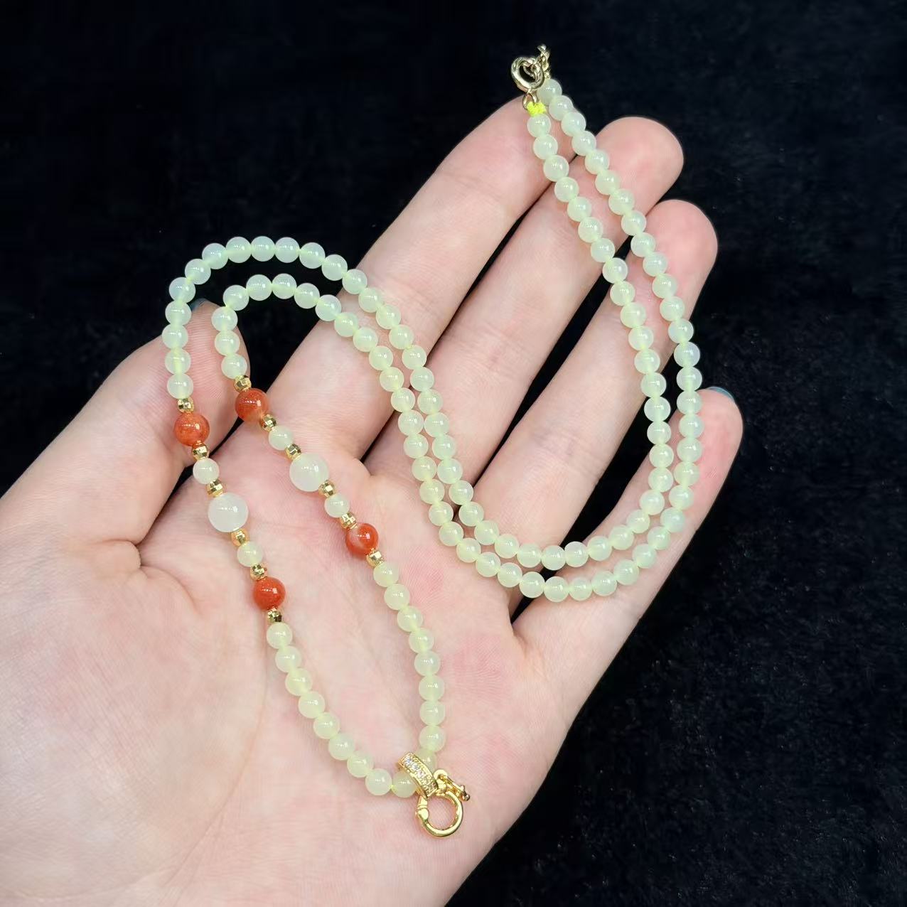 和田玉项链，约4mm，多样性发货-FZ红，A234