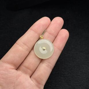 18k和田玉平安扣吊坠，约27*22*5mm，多样性发货-YSP金-A1446