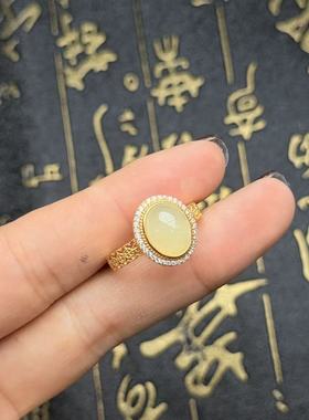 S925和田玉戒指-约13*10*6mm-多样性发货-YSP金-A6155