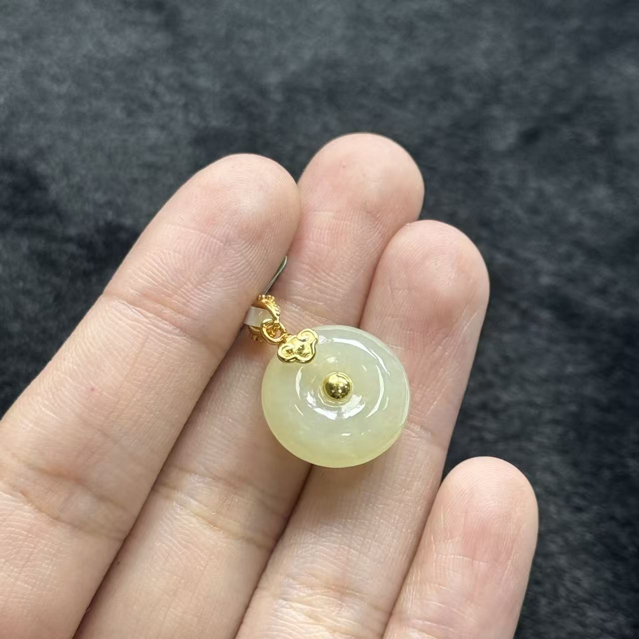 s925银和田玉平安扣吊坠-约23*16*6mm-多样性发货-YSP金B1706