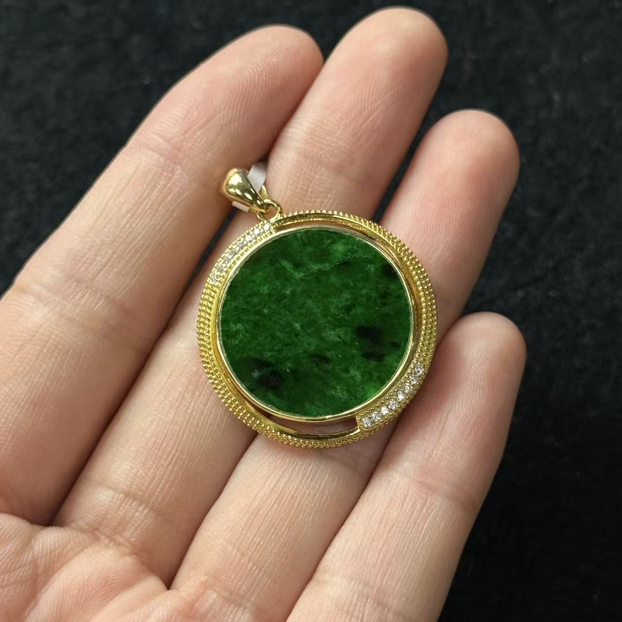 s925银翡翠吊坠-约35*28*3mm-多样性发货-自家YE-XYX414-B4432-K1