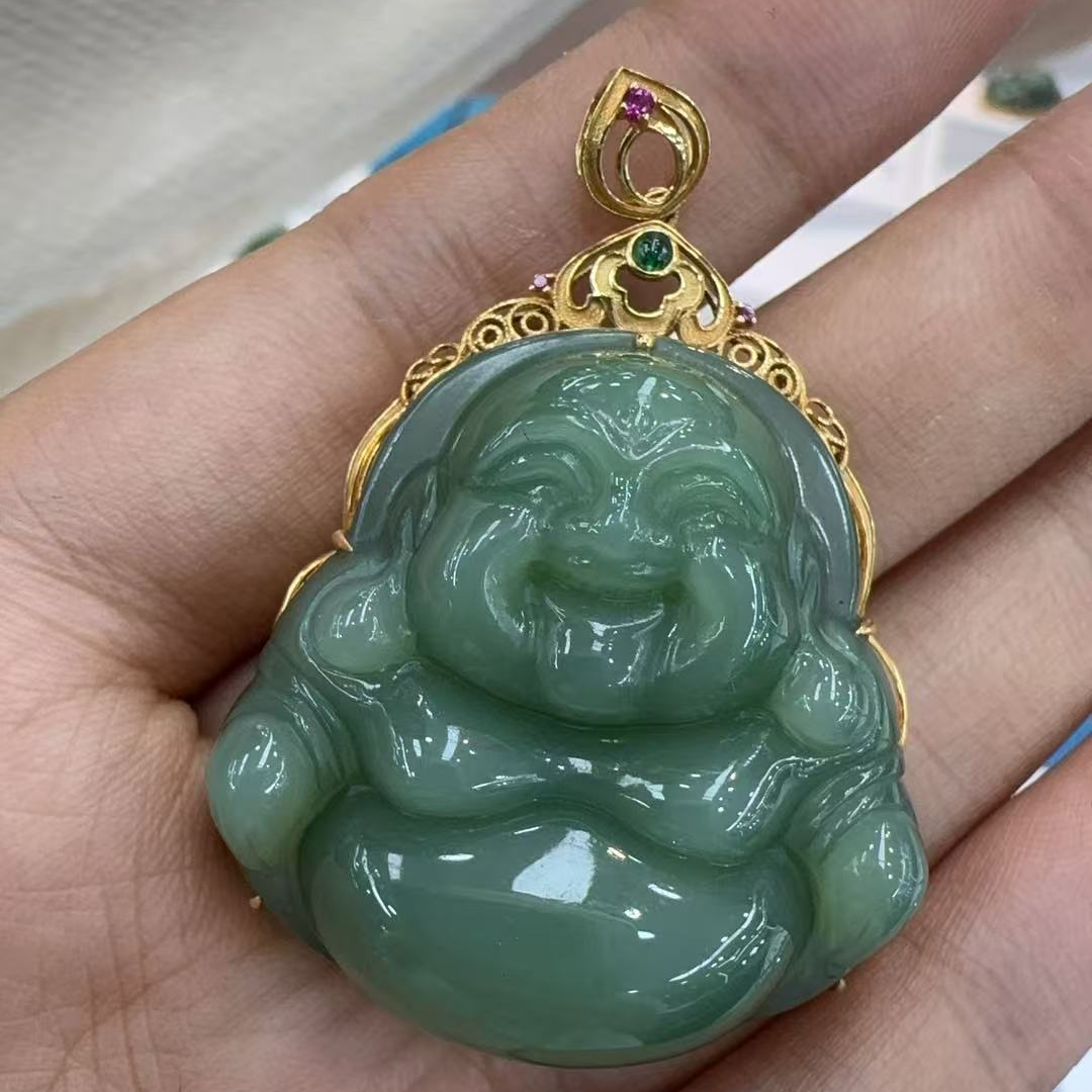 18K金和田玉佛公吊坠-约34*34mm-多样性发货-CB万