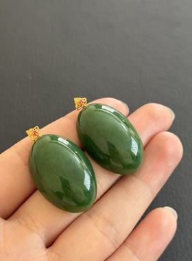 18K金和田玉蛋面吊坠-约20*29*9mm-多样性发货，TC弘Y3786