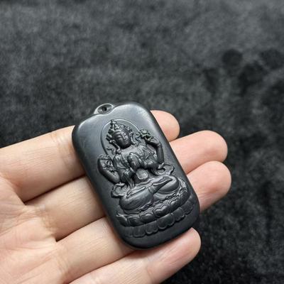 和田玉墨玉吊坠-约52*31*8mm-多样性发货- ZH玉 B1264