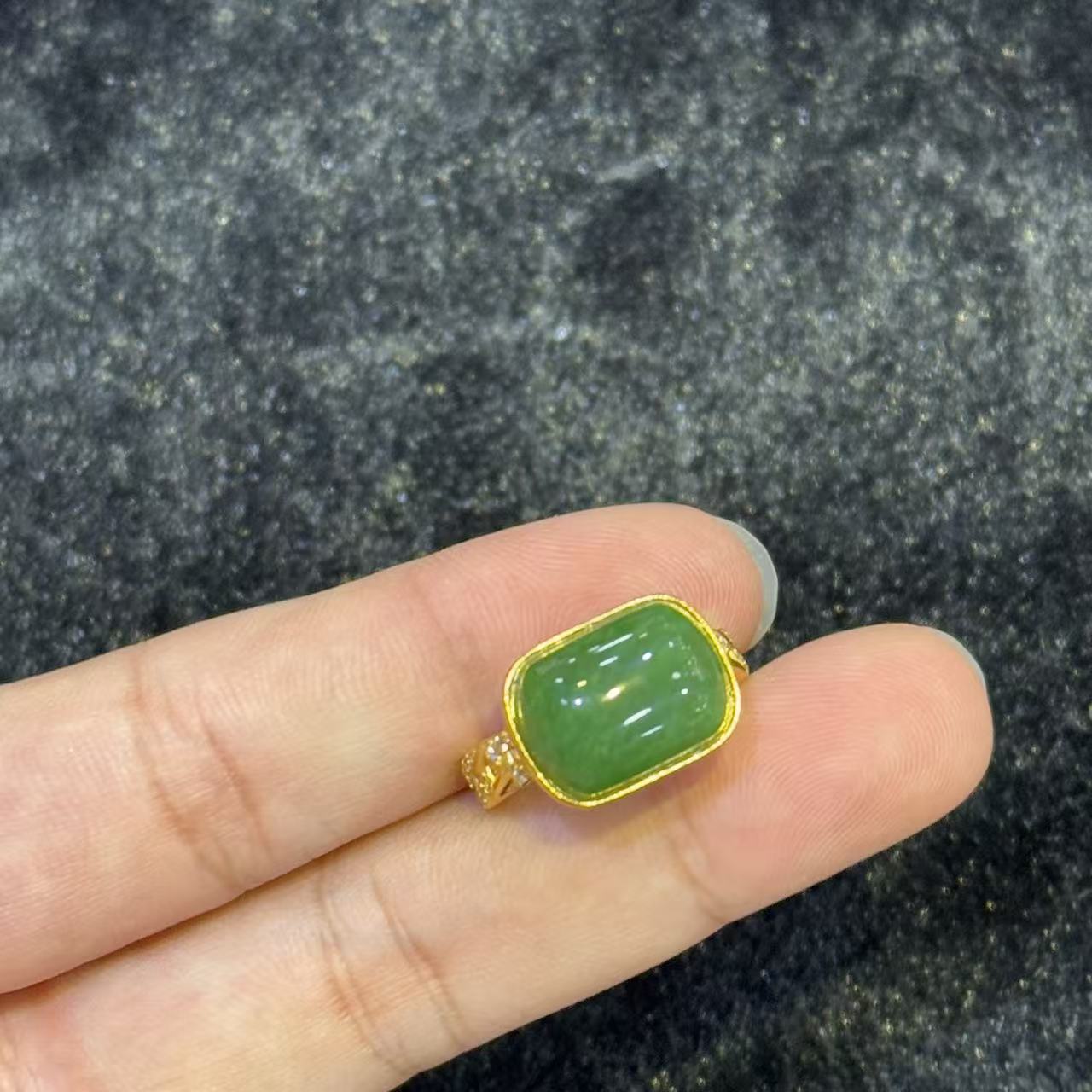 s925银和田玉戒指-约11*15*5mm-多样性发货-Y欣-B1200