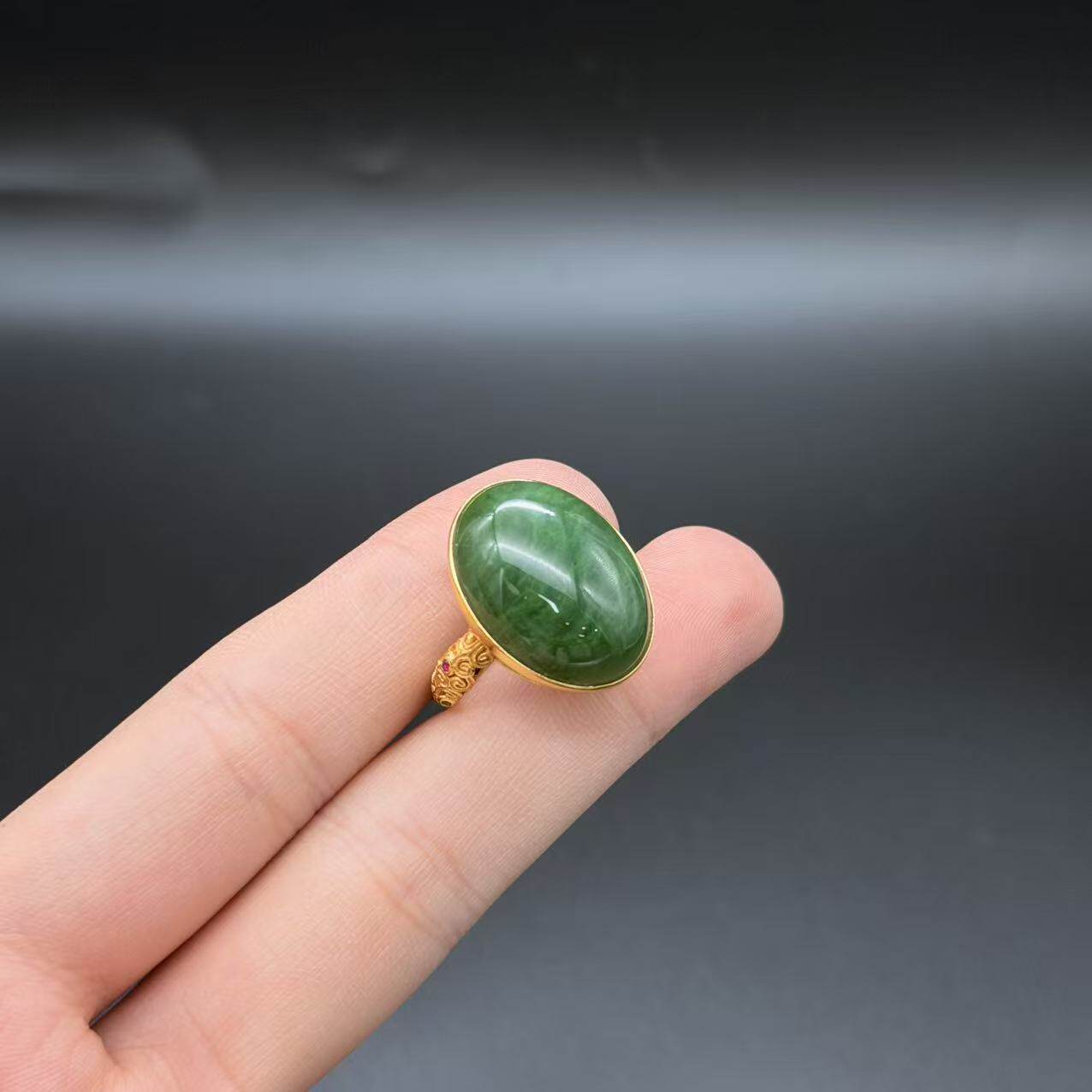 S925和田玉碧玉戒指-约21*16mm-多样性发货-Y欣-A2166