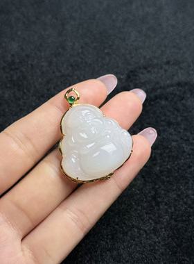 18K和田玉佛公吊坠-约40×32×9mm-多样性发货-YSP金-A5286
