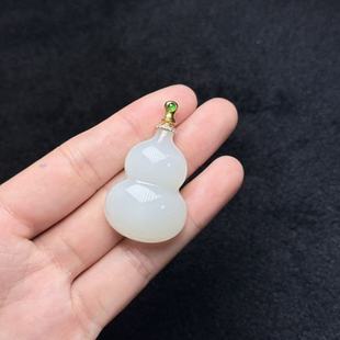 约47 多样性发货 DY一 A3591 13mm 18K金和田玉葫芦吊坠