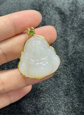 18k金和田玉吊坠-约40*32*9mm-多样性发货-YSP金B999