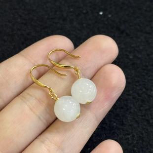 925和田玉耳钩 Y欣 多样性发货 5522 约10mm