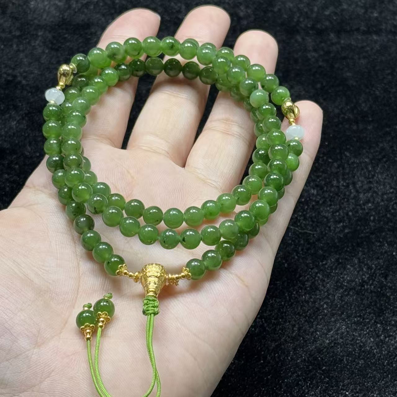 和田玉碧玉项链-约6mm-多样性发货-YSP金B2076