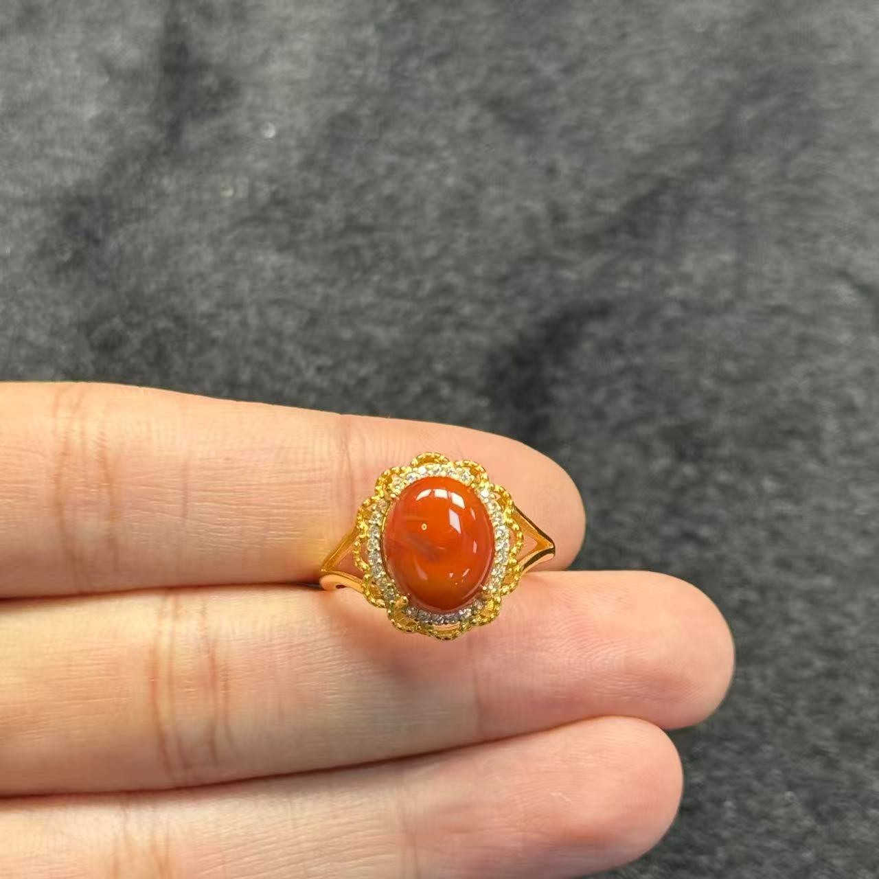 南红（玛瑙）南红戒指-约14*13*7mm-多样性发货 -H祥B600