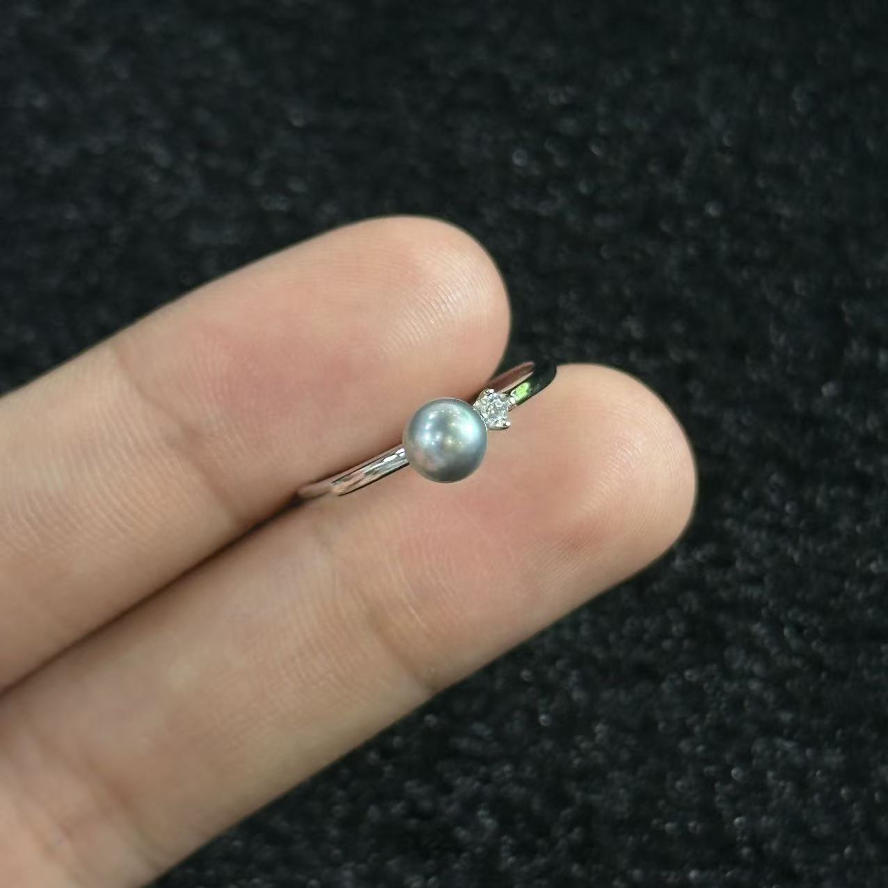 925银海水珍珠真多麻戒指-约5mm-多样性发货-ZG珍-Y4301