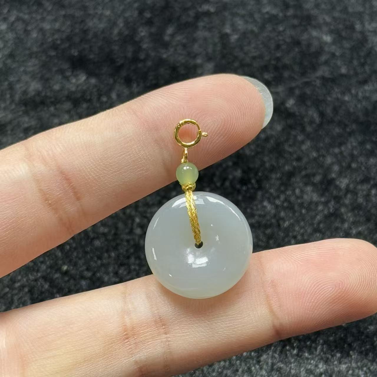 和田玉烟紫平安扣万能挂-约18*23*4mm-多样新发货-Y钰B2032