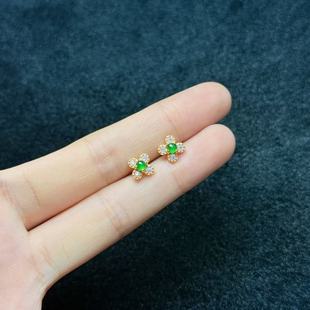 多样性发货 S925翡翠耳钉 L银 7mm A3553 约7