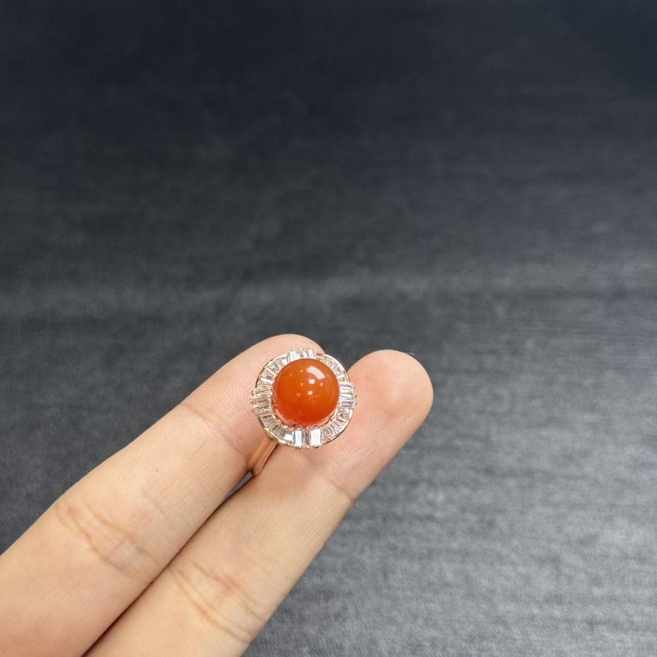 南红(玛瑙)s925南红戒指-约9mm-多样性发货-PH臻,B5087