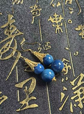 硅化玉S925珊瑚玉双圆珠耳钩-约12mm-多样性发货-T福-A5820