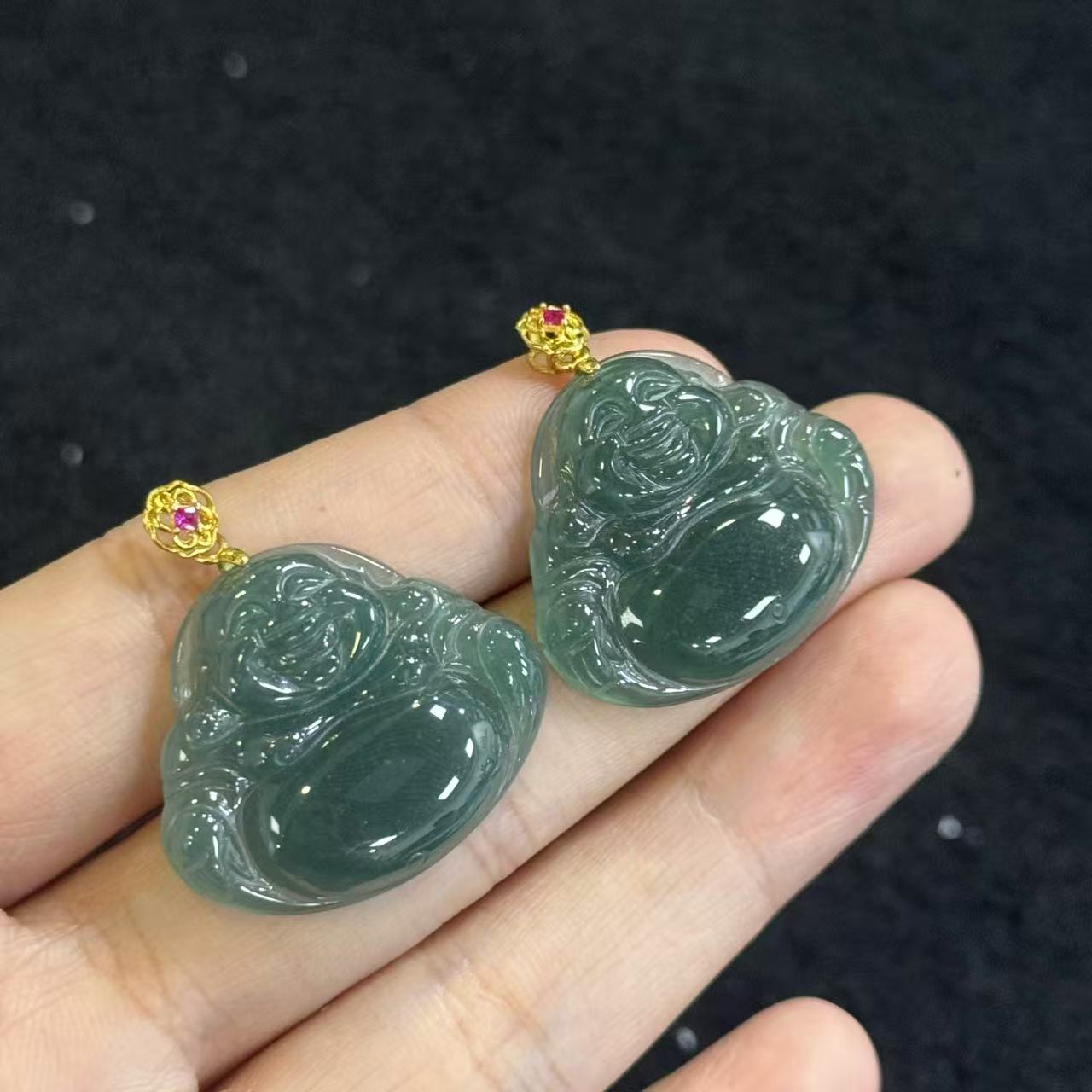 925银翡翠佛公吊坠-约29*29*5mm-多样性发货- KS三 Y5437