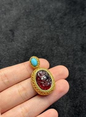 血珀吊坠-约35*19*9mm-多样性发货-HL名 B452