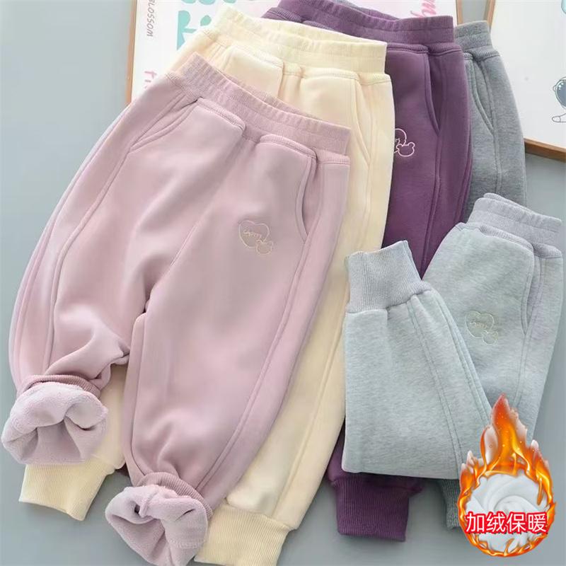 女童加绒卫裤秋冬款奥粒绒裤子潮