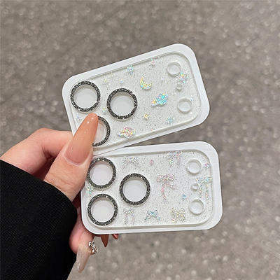闪粉高级感卡通文艺鎏金ins风镜头膜适用iPhone17pro苹果17promax手机镜头贴纸底座膜17pm透明全包保护贴膜