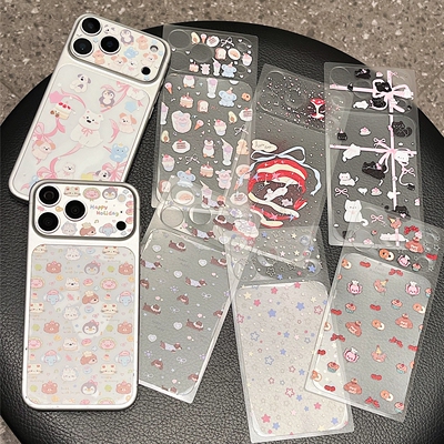 卡通可爱镜头膜适用iPhone17pro手机背膜贴纸图案趣味苹果18promax后背贴膜18pm底座膜静电吸附保护超薄镂空